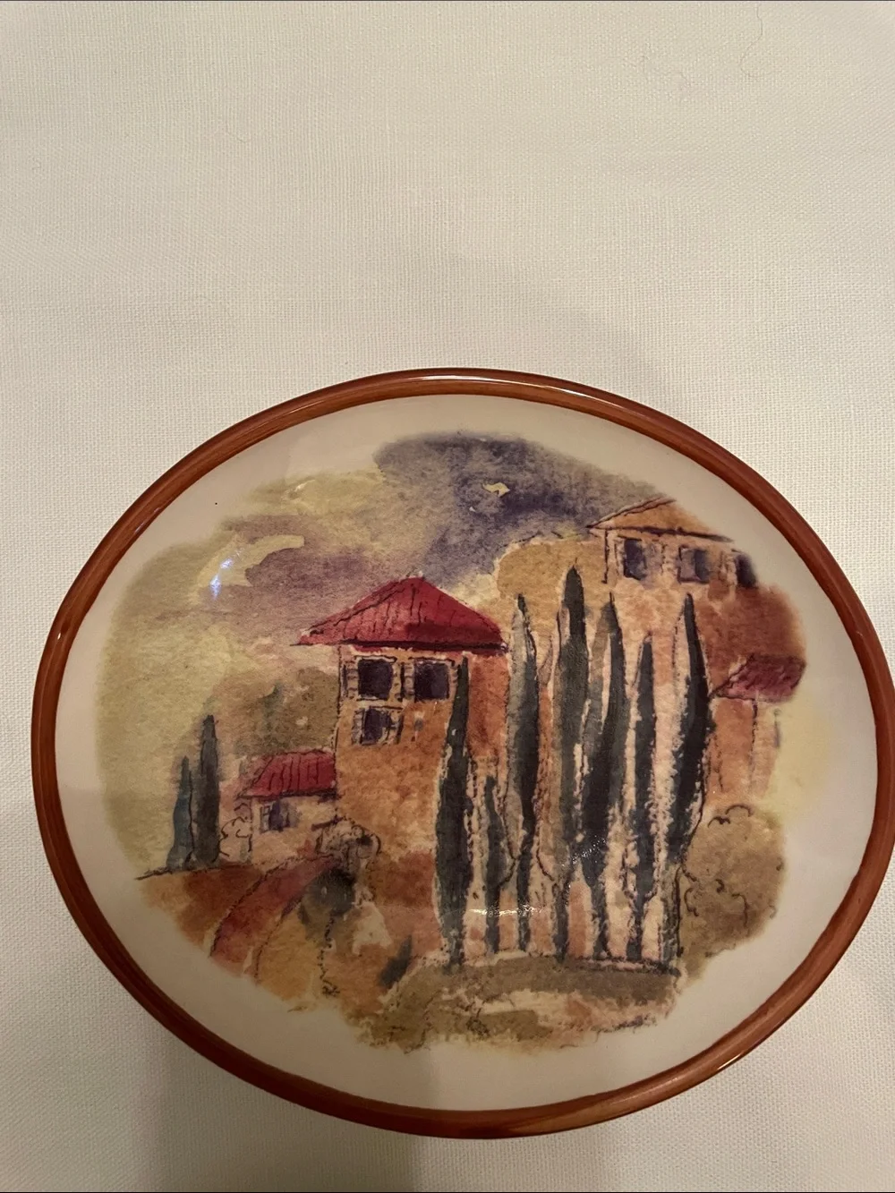 Williams Sonoma Tuscan Landscape Set of (4) Dip Appetizer Dishes 5-1/2” Ceramic